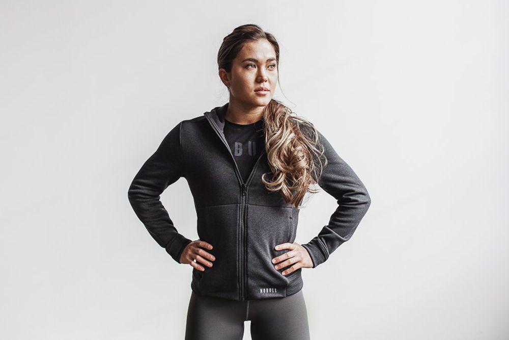 NOBULL Women's Performance Zip-Up Hoodie - Graphite - Ireland (6327UBGCK)